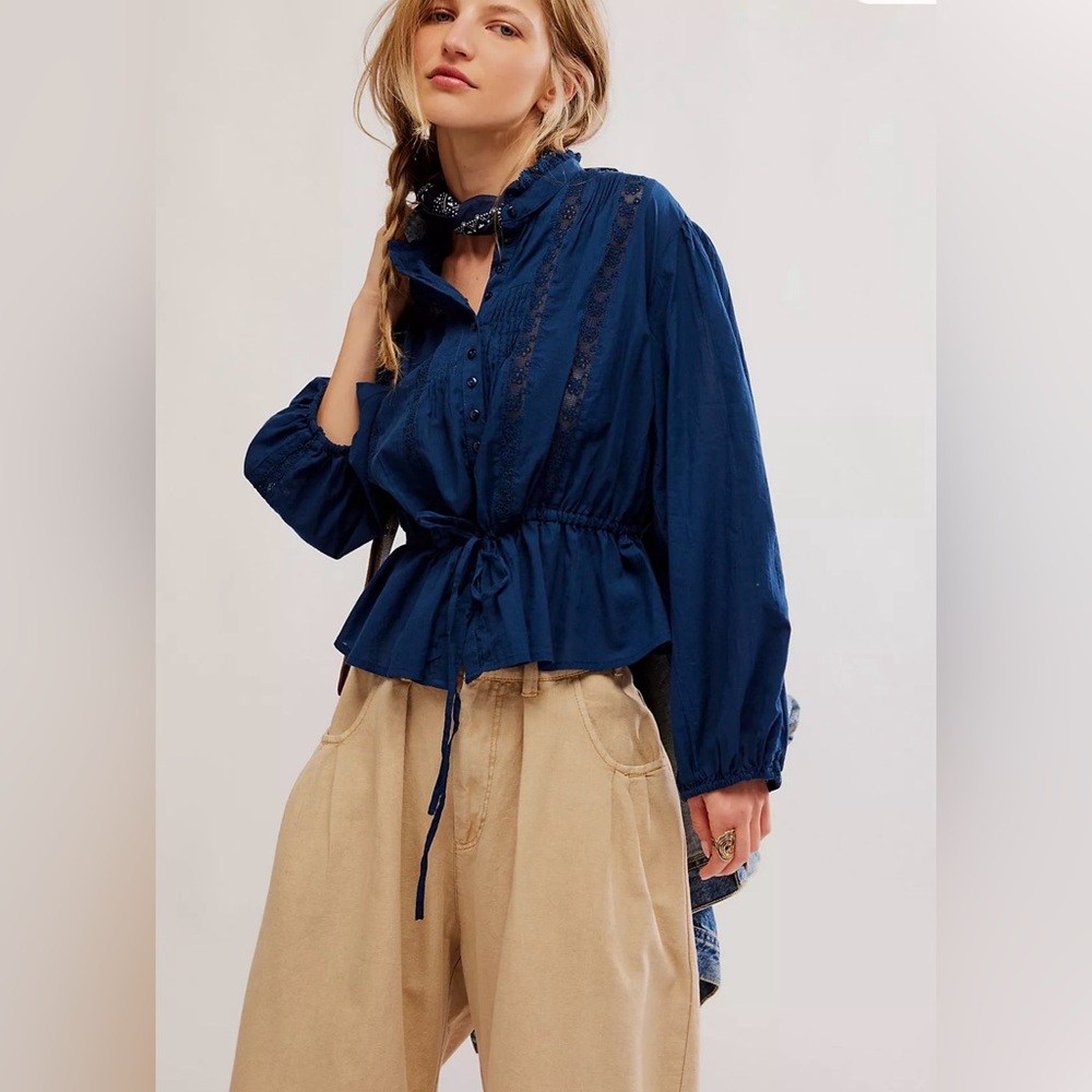 Free People Women's Best Of Me Long Sleeve Button-Down Blouse XS